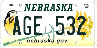 NE license plate AGE532