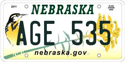 NE license plate AGE535