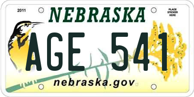 NE license plate AGE541