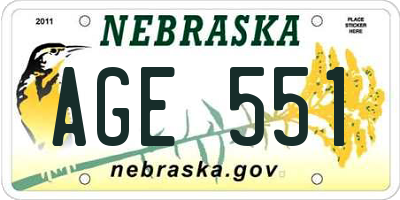 NE license plate AGE551