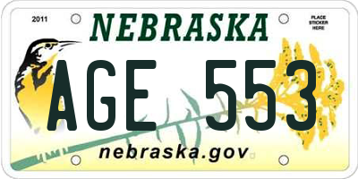 NE license plate AGE553