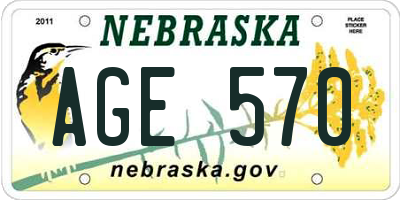 NE license plate AGE570