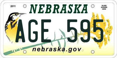 NE license plate AGE595