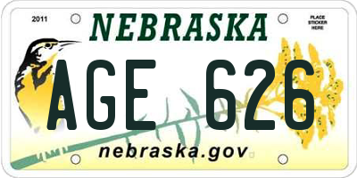 NE license plate AGE626