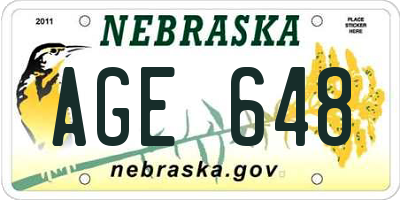 NE license plate AGE648