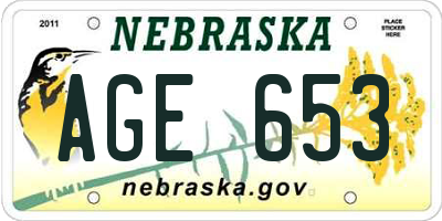NE license plate AGE653