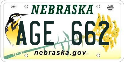NE license plate AGE662