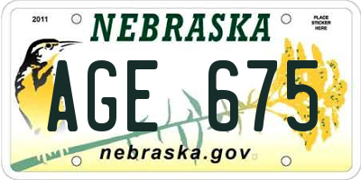 NE license plate AGE675