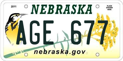 NE license plate AGE677