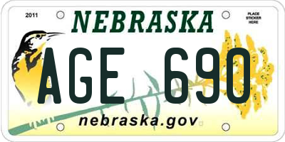NE license plate AGE690
