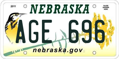 NE license plate AGE696