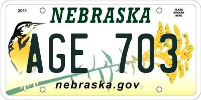 NE license plate AGE703