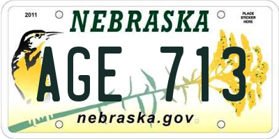 NE license plate AGE713