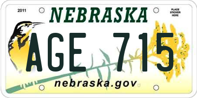 NE license plate AGE715