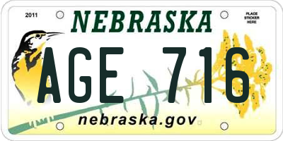 NE license plate AGE716
