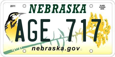 NE license plate AGE717