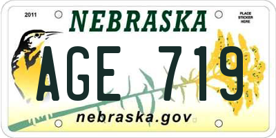 NE license plate AGE719