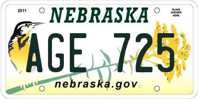 NE license plate AGE725