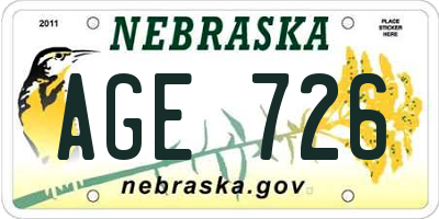 NE license plate AGE726