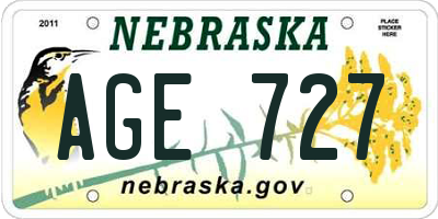 NE license plate AGE727