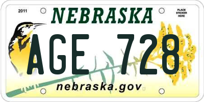 NE license plate AGE728