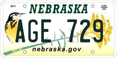NE license plate AGE729