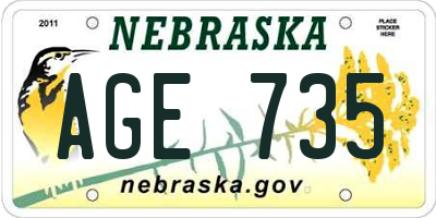 NE license plate AGE735