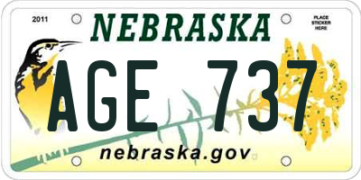 NE license plate AGE737