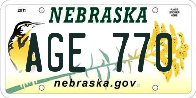 NE license plate AGE770