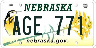 NE license plate AGE771