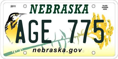 NE license plate AGE775