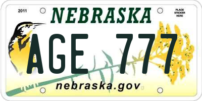 NE license plate AGE777