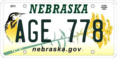 NE license plate AGE778
