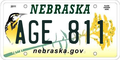 NE license plate AGE811
