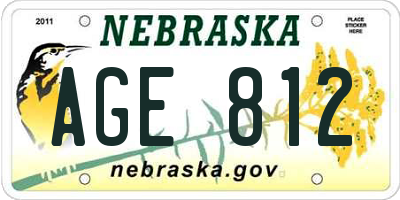NE license plate AGE812