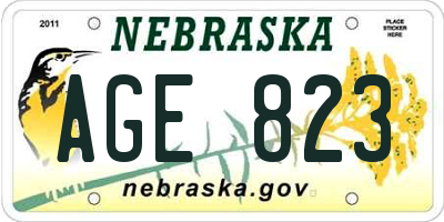 NE license plate AGE823