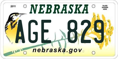NE license plate AGE829