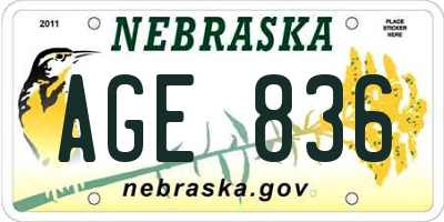 NE license plate AGE836