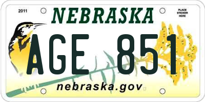 NE license plate AGE851
