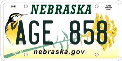 NE license plate AGE858