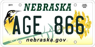 NE license plate AGE866