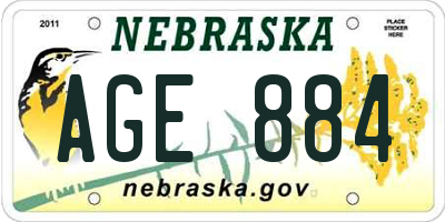 NE license plate AGE884
