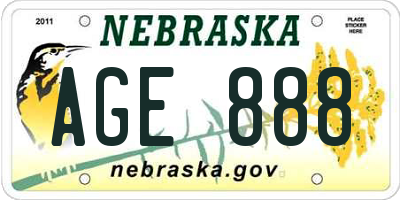 NE license plate AGE888