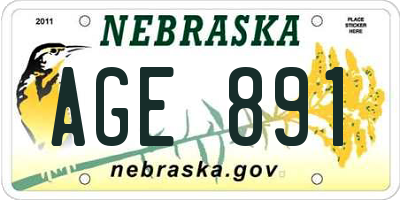 NE license plate AGE891