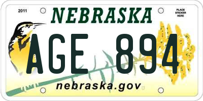 NE license plate AGE894