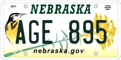 NE license plate AGE895