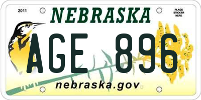 NE license plate AGE896