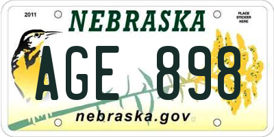 NE license plate AGE898