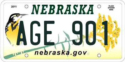 NE license plate AGE901