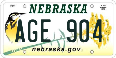 NE license plate AGE904